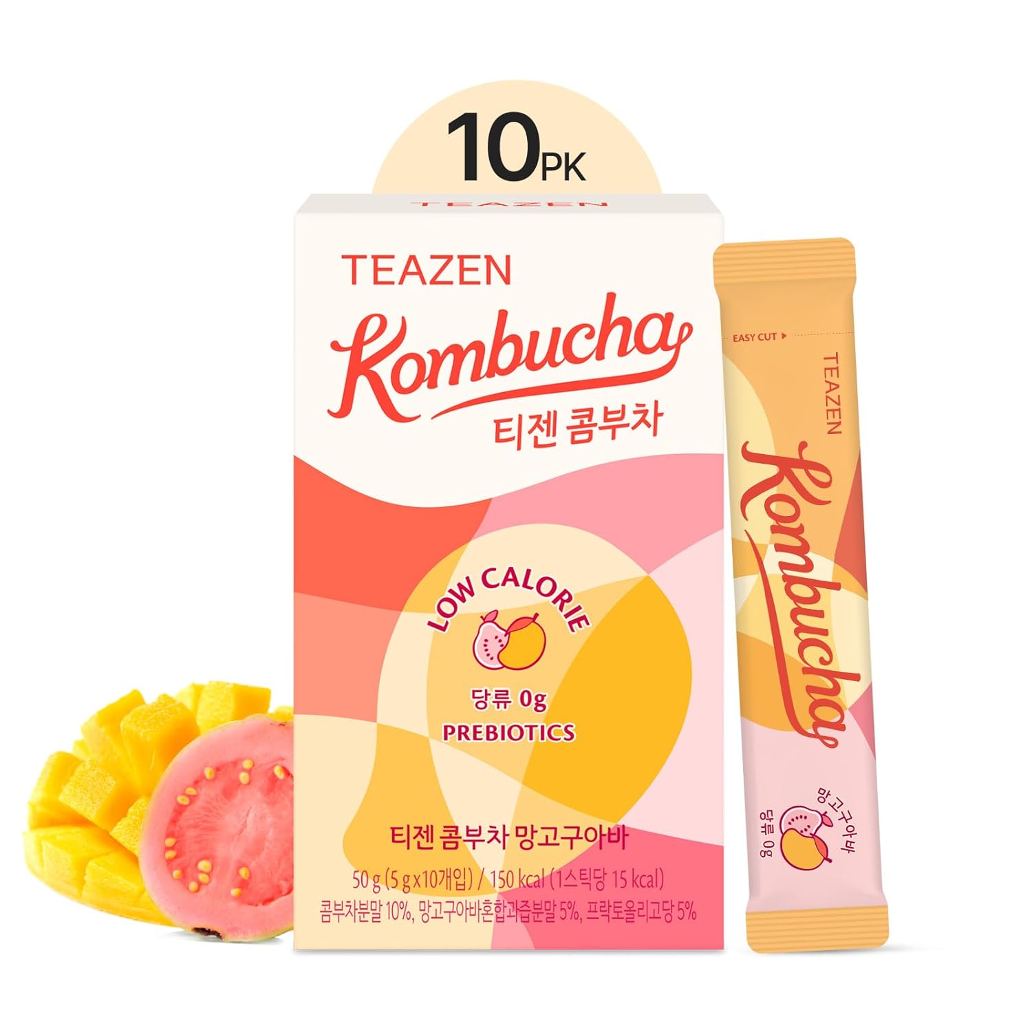 TEAZEN Kombucha Zero Sugar Low Calorie Prebiotics & Probiotics