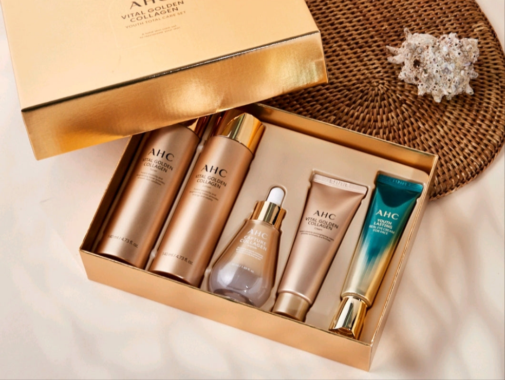AHC Vital Golden Collagen Youth Total Care Set | 5-piece skin care, total care for radiance, elasticity, moisture, and wrinkled skin